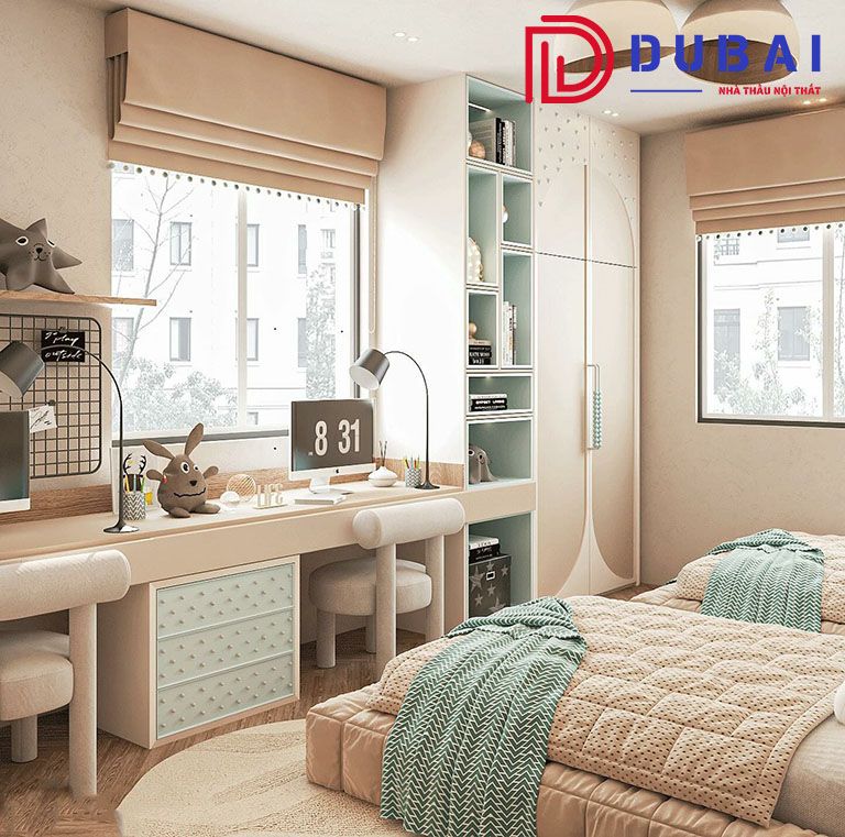 thiết kế phòng ngủ cho 2 bé gái