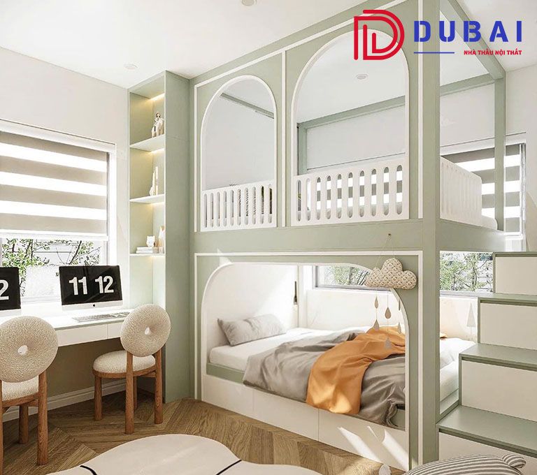 thiết kế phòng ngủ cho 2 bé gái