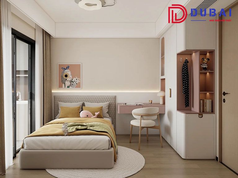 thiết kế phòng ngủ cho bé gái 10m2