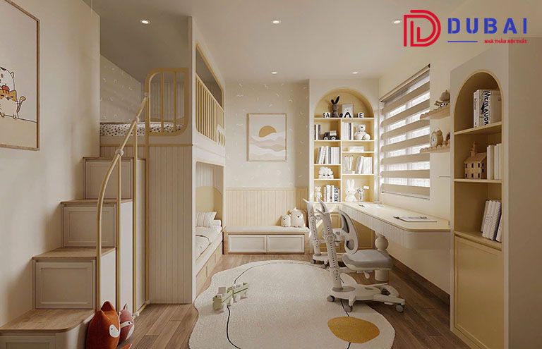 thiết kế phòng ngủ 15m2 cho bé gái