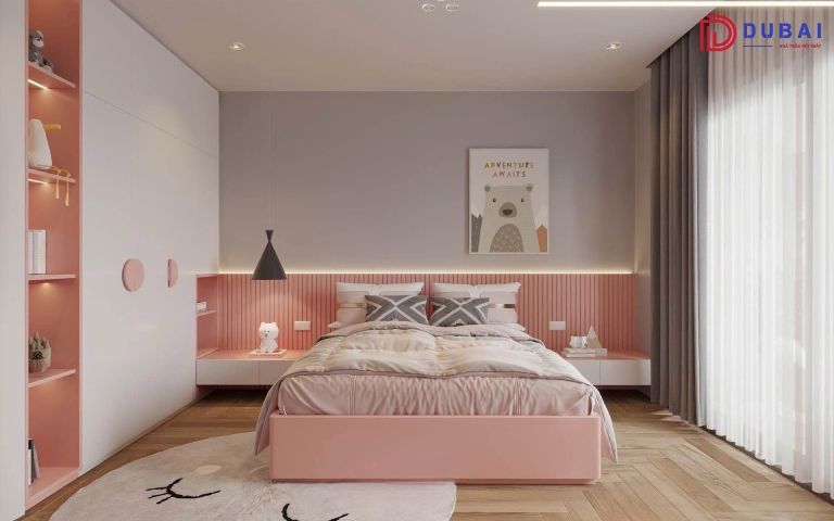 thiết kế phòng ngủ cho bé gái 10m2