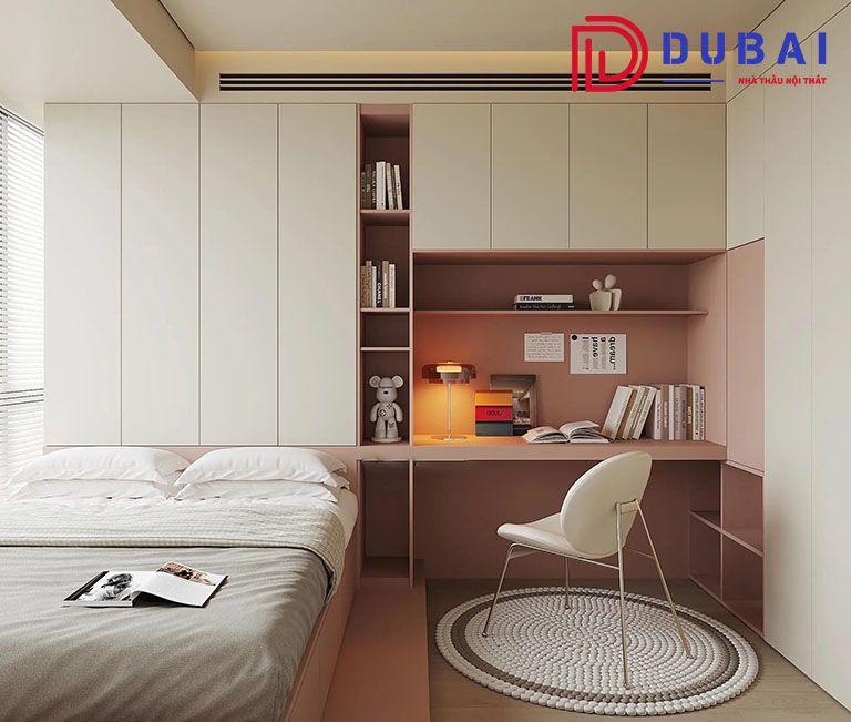 thiết kế phòng ngủ 12m2 cho bé gái
