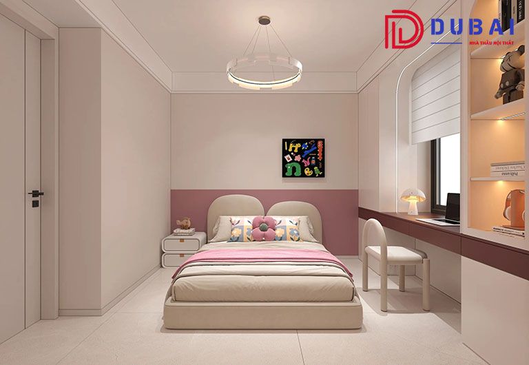 thiết kế phòng ngủ 12m2 cho bé gái