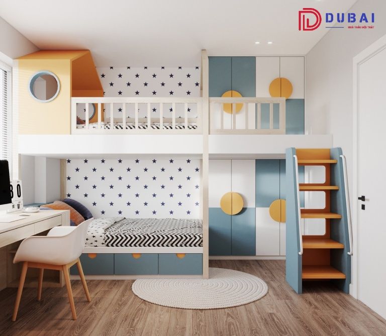 giường tầng kết hợp bàn học
