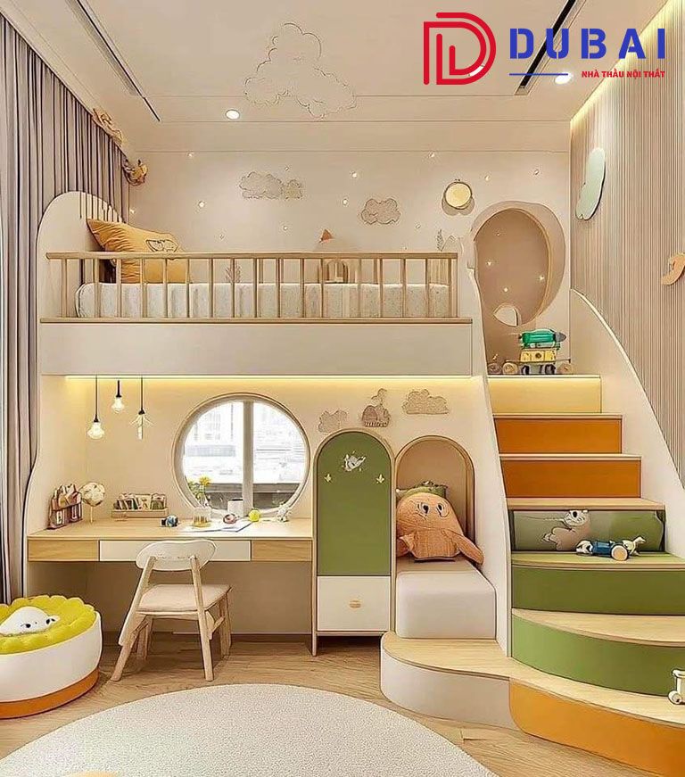 giường tầng kết hợp bàn học