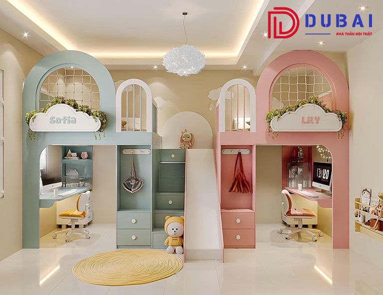 giường tầng kết hợp bàn học