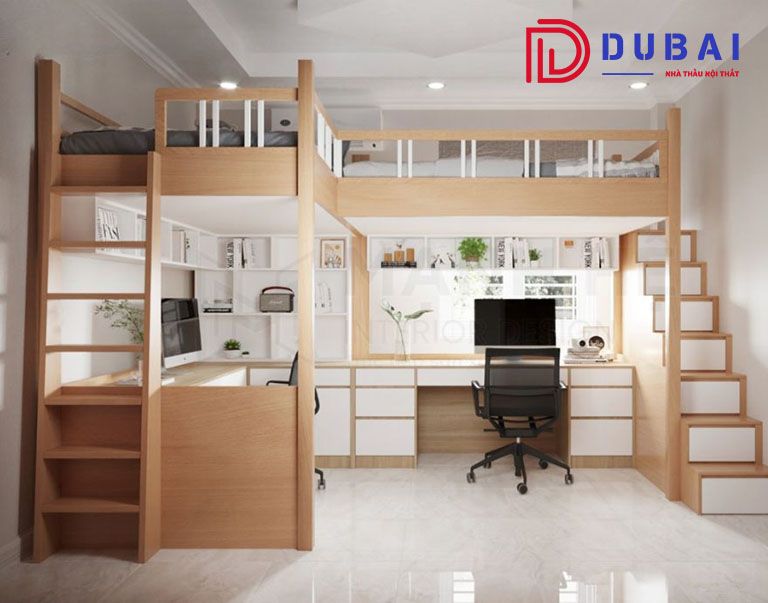 giường tầng kết hợp bàn học