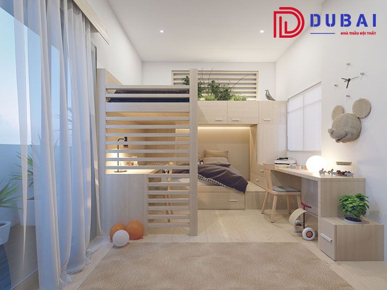 giường tầng kết hợp bàn học