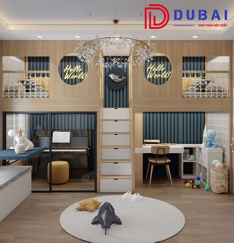 giường tầng kết hợp bàn học