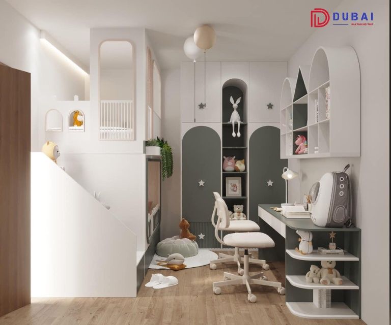 giường tầng kết hợp tủ quần áo và bàn học