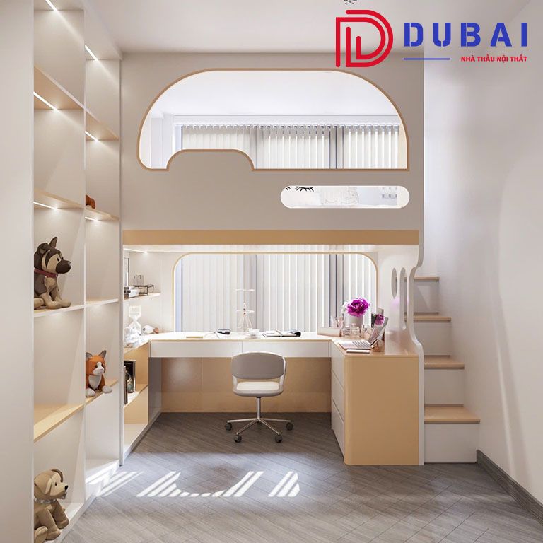 giường tầng kết hợp tủ quần áo và bàn học