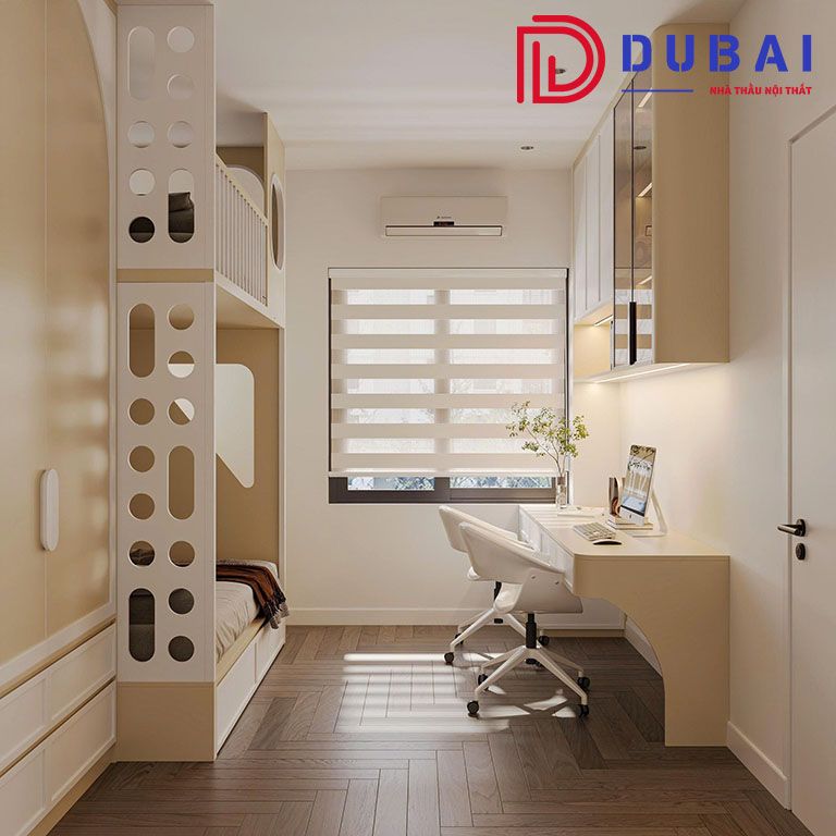 giường tầng kết hợp tủ quần áo và bàn học